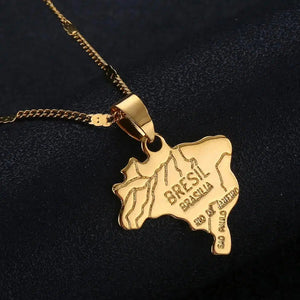 Brazil Map Necklace