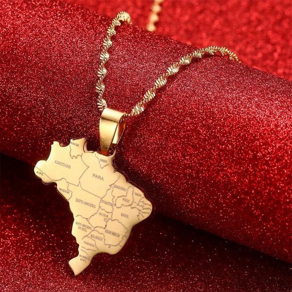 Brazil Map Necklace