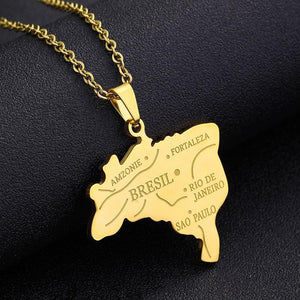 Brazil Map Necklace