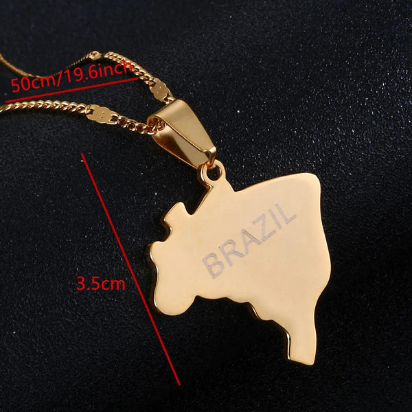 Brazil Map Necklace