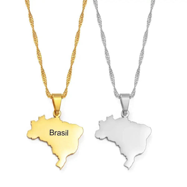 Brazil Map Necklace