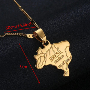 Brazil Map Necklace