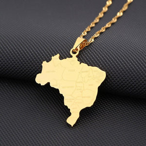 Brazil Map Necklace