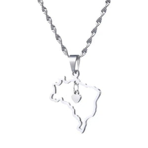 Brazil Map Necklace