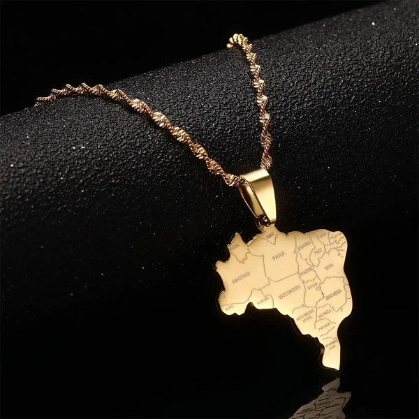 Brazil Map Necklace