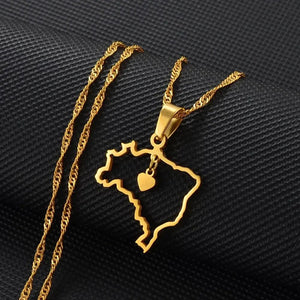 Brazil Map Necklace