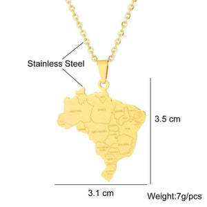 Brazil Map Necklace