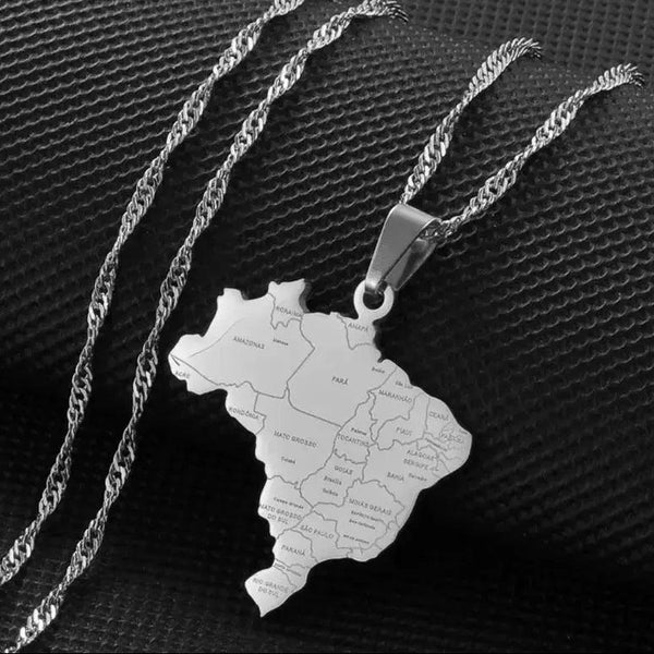 Brazil Map Necklace