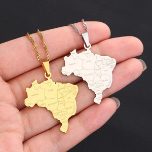 Brazil Map Necklace