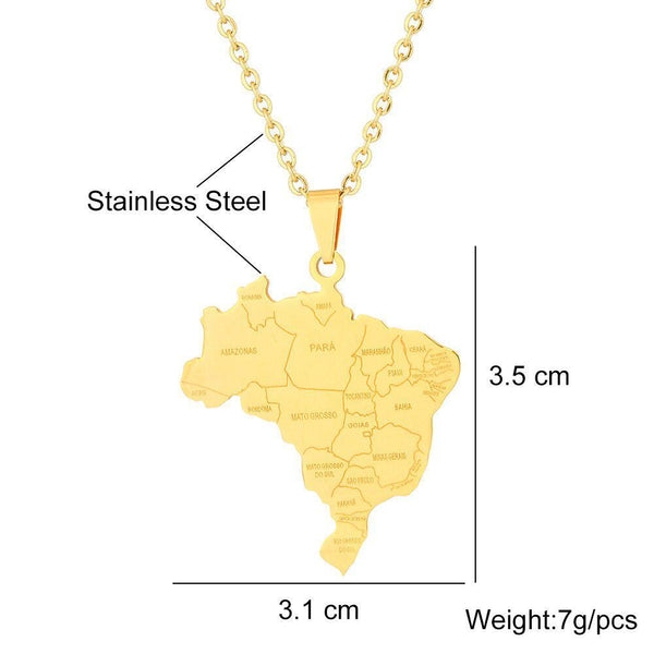 Brazil Map Necklace