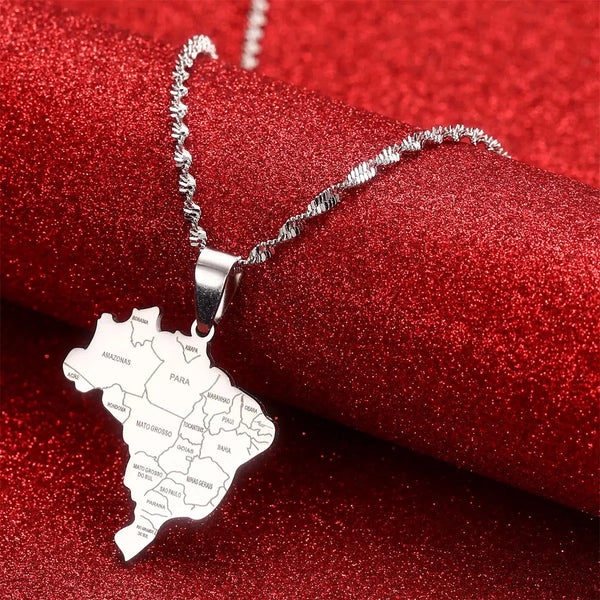 Brazil Map Necklace