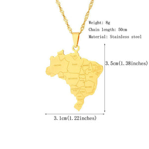 Brazil Map Necklace