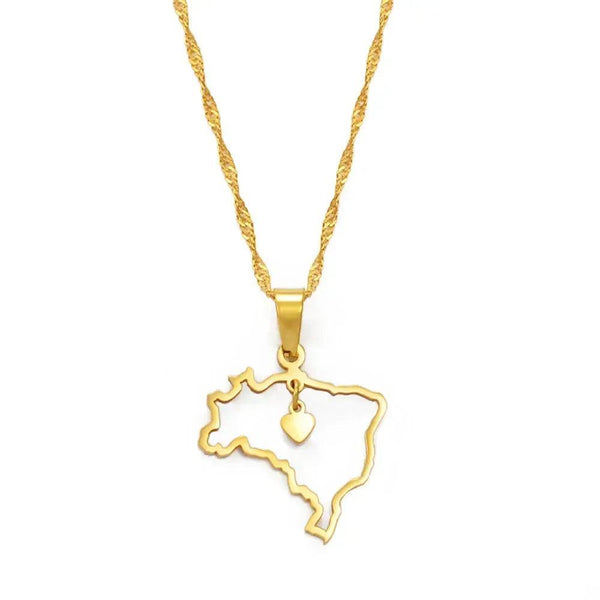 Brazil Map Necklace