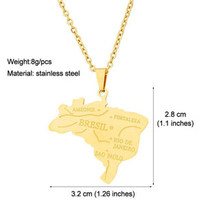 Brazil Map Necklace