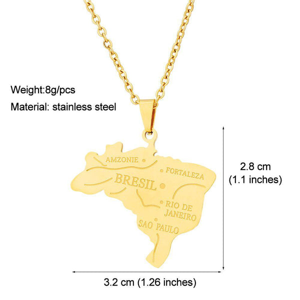 Brazil Map Necklace