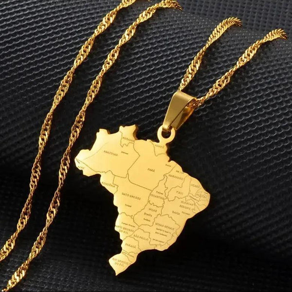 Brazil Map Necklace