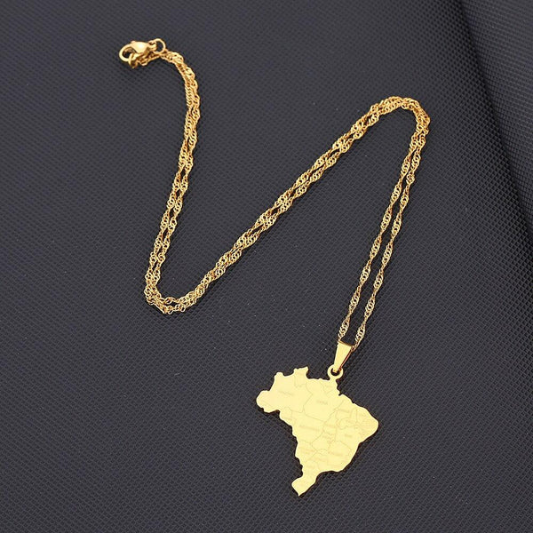 Brazil Map Necklace