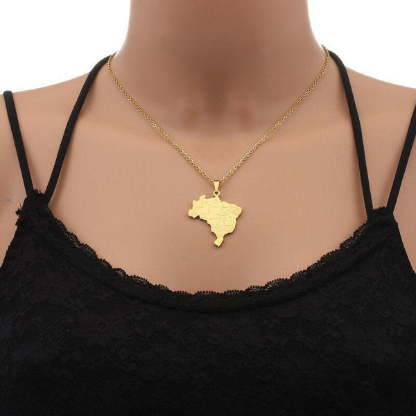 Brazil Map Necklace