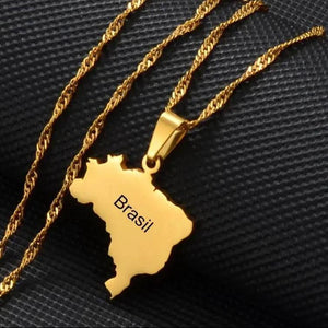 Brazil Map Necklace