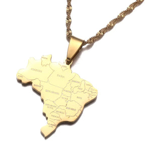 Brazil Map Necklace