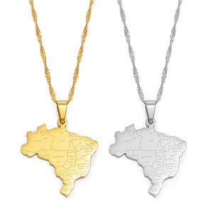 Brazil Map Necklace