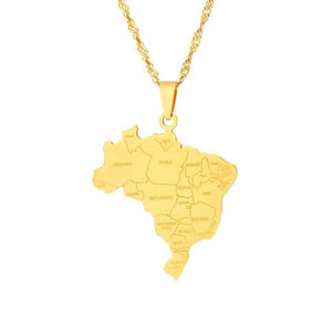 Brazil Map Necklace