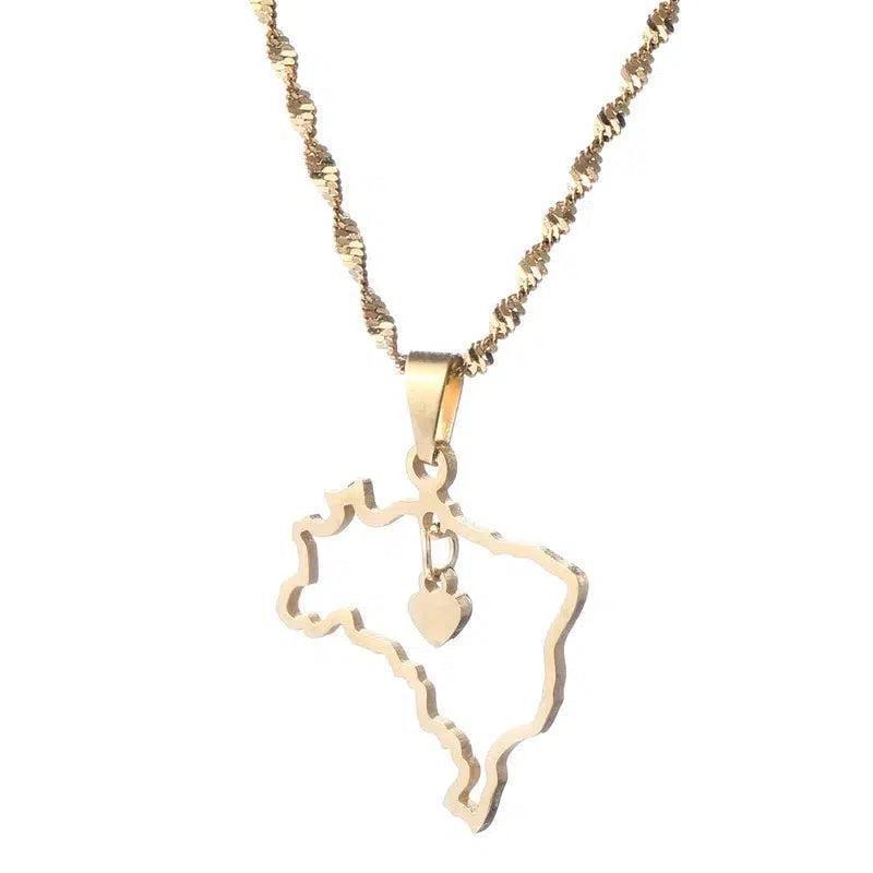 Brazil Map Necklace