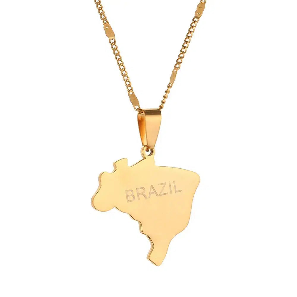 Brazil Map Necklace