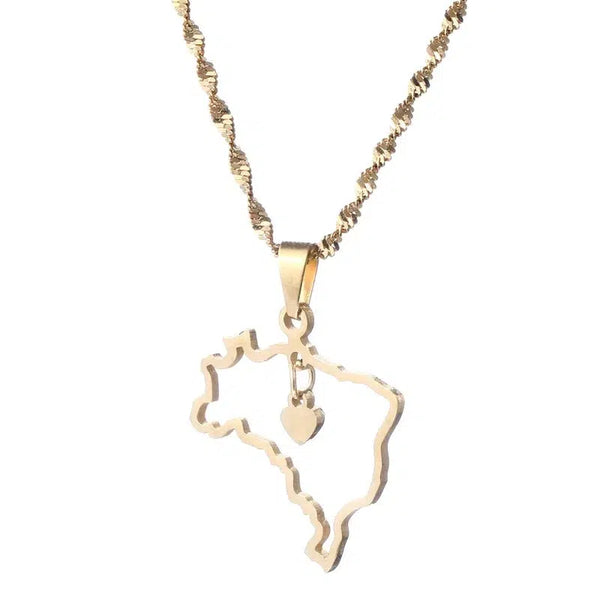 Brazil Map Necklace