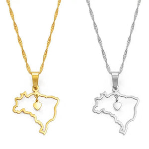 Brazil Map Necklace