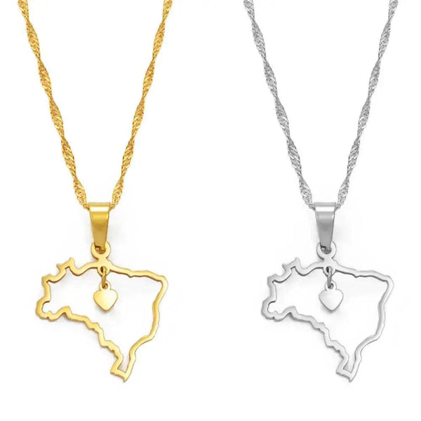 Brazil Map Necklace