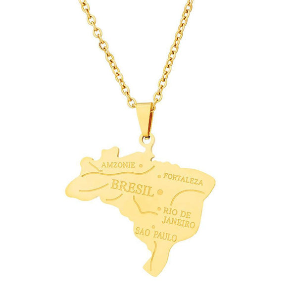 Brazil Map Necklace