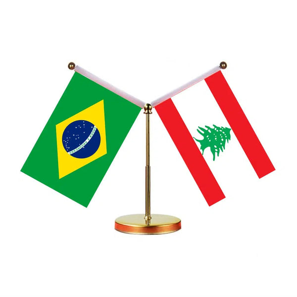 Brazil Saudi Arabia Desk Flag - Custom Table Flags (Mini)