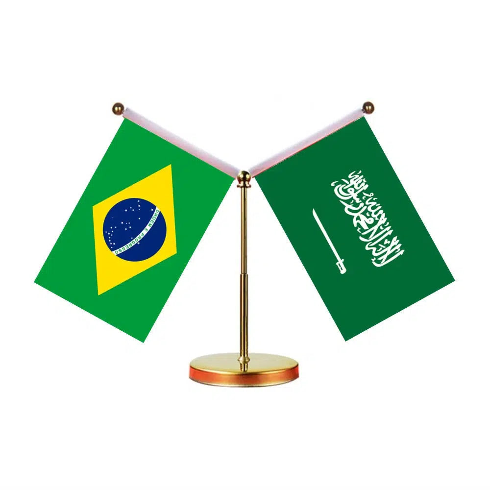 Brazil Saudi Arabia Desk Flag - Custom Table Flags (Mini)