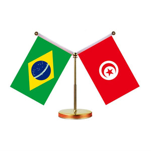 Brazil Tunisia Desk Flag - Custom Table Flags (Mini)