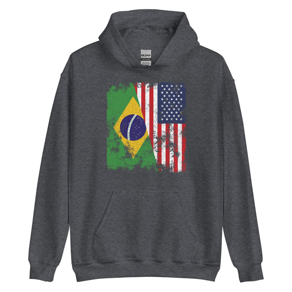 Brazil USA Flag - Half American Hoodie