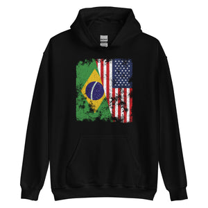 Brazil USA Flag - Half American Hoodie