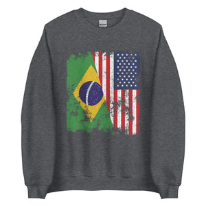 Brazil USA Flag - Half American Sweatshirt