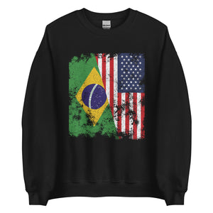 Brazil USA Flag - Half American Sweatshirt