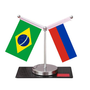 Brazil Ukraine Desk Flag - Custom Table Flags (Mini)