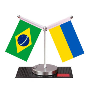 Brazil Ukraine Desk Flag - Custom Table Flags (Mini)