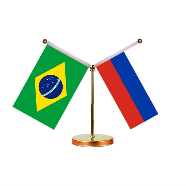 Brazil Ukraine Desk Flag - Custom Table Flags (Mini)