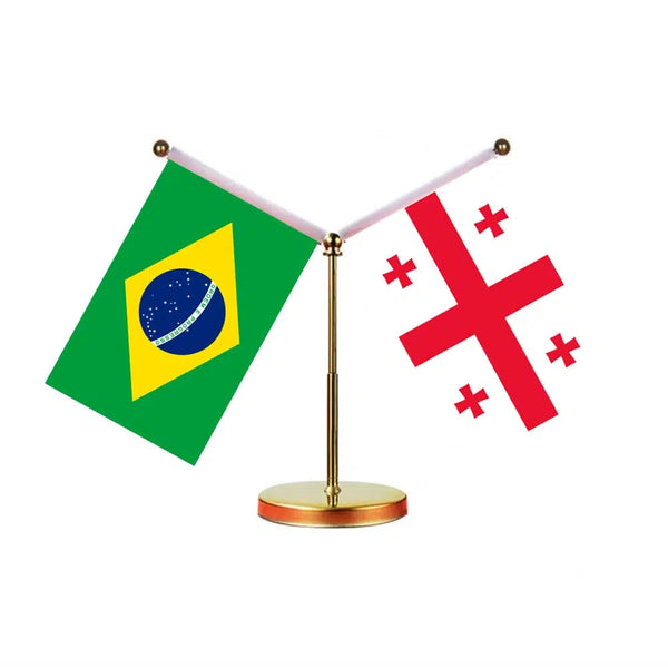 Brazil Ukraine Desk Flag - Custom Table Flags (Mini)