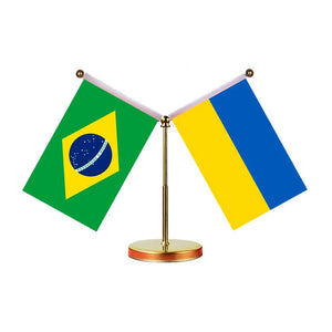 Brazil Ukraine Desk Flag - Custom Table Flags (Mini)