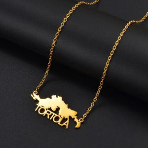 British Virgin Islands Map Necklace - Tortola Map Pendant