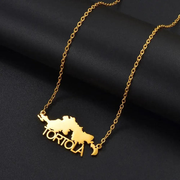 British Virgin Islands Map Necklace - Tortola Map Pendant