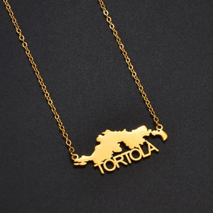 British Virgin Islands Map Necklace - Tortola Map Pendant