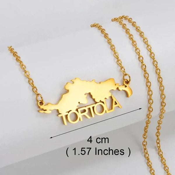 British Virgin Islands Map Necklace - Tortola Map Pendant