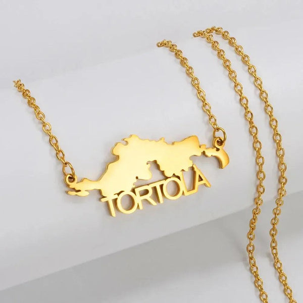 British Virgin Islands Map Necklace - Tortola Map Pendant
