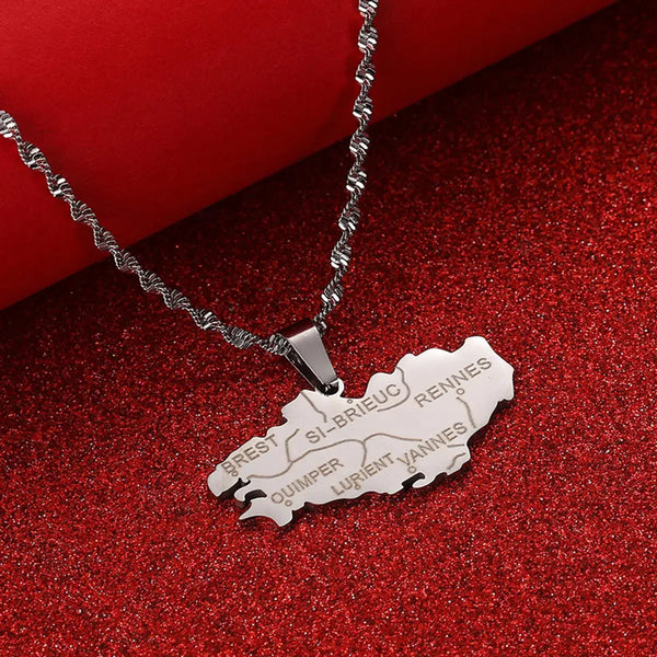 Brittany Map Necklace